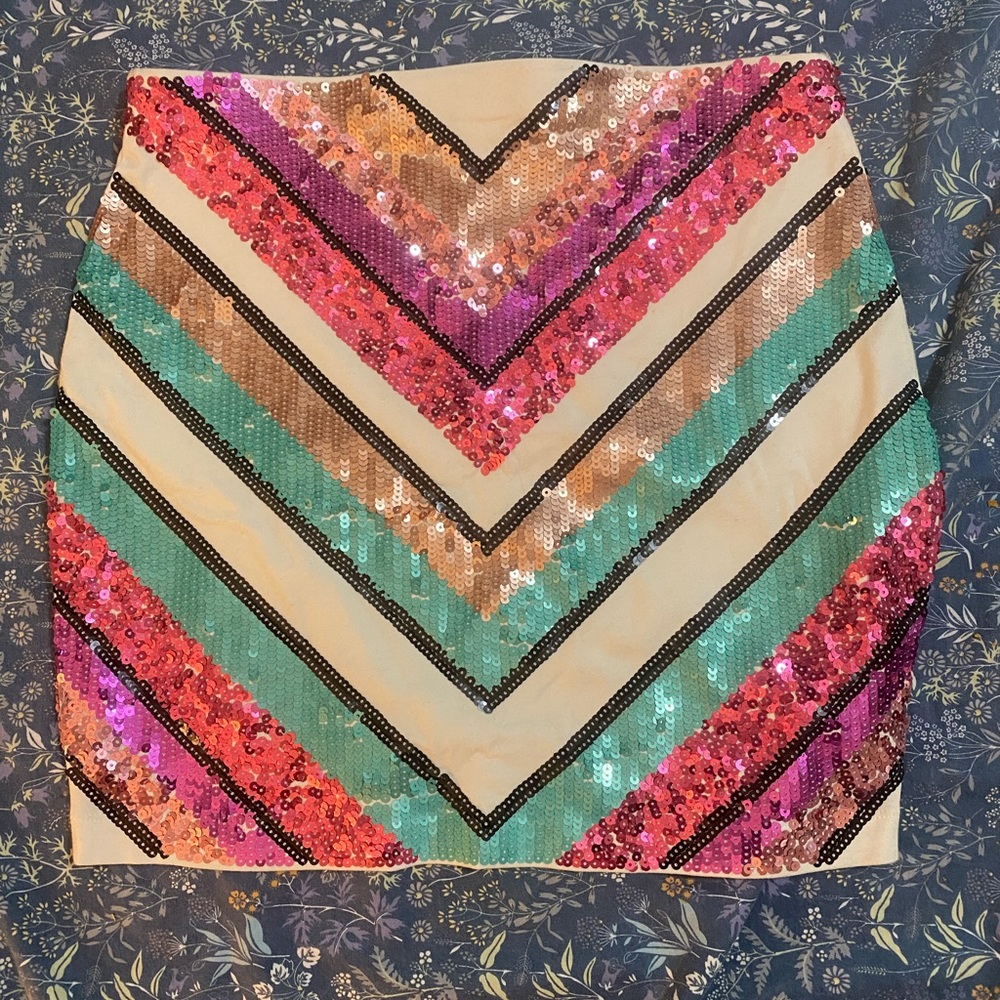 Express Multicolored Sequin Skirt - image 1